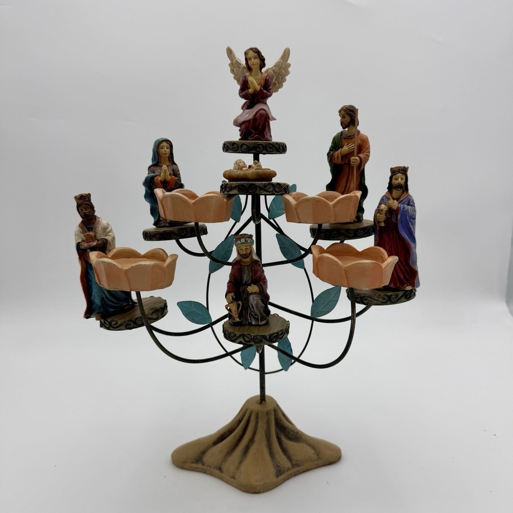 Vtg JC Penney Home Collection Candelabra Nativity Set Religious Mary Christmas